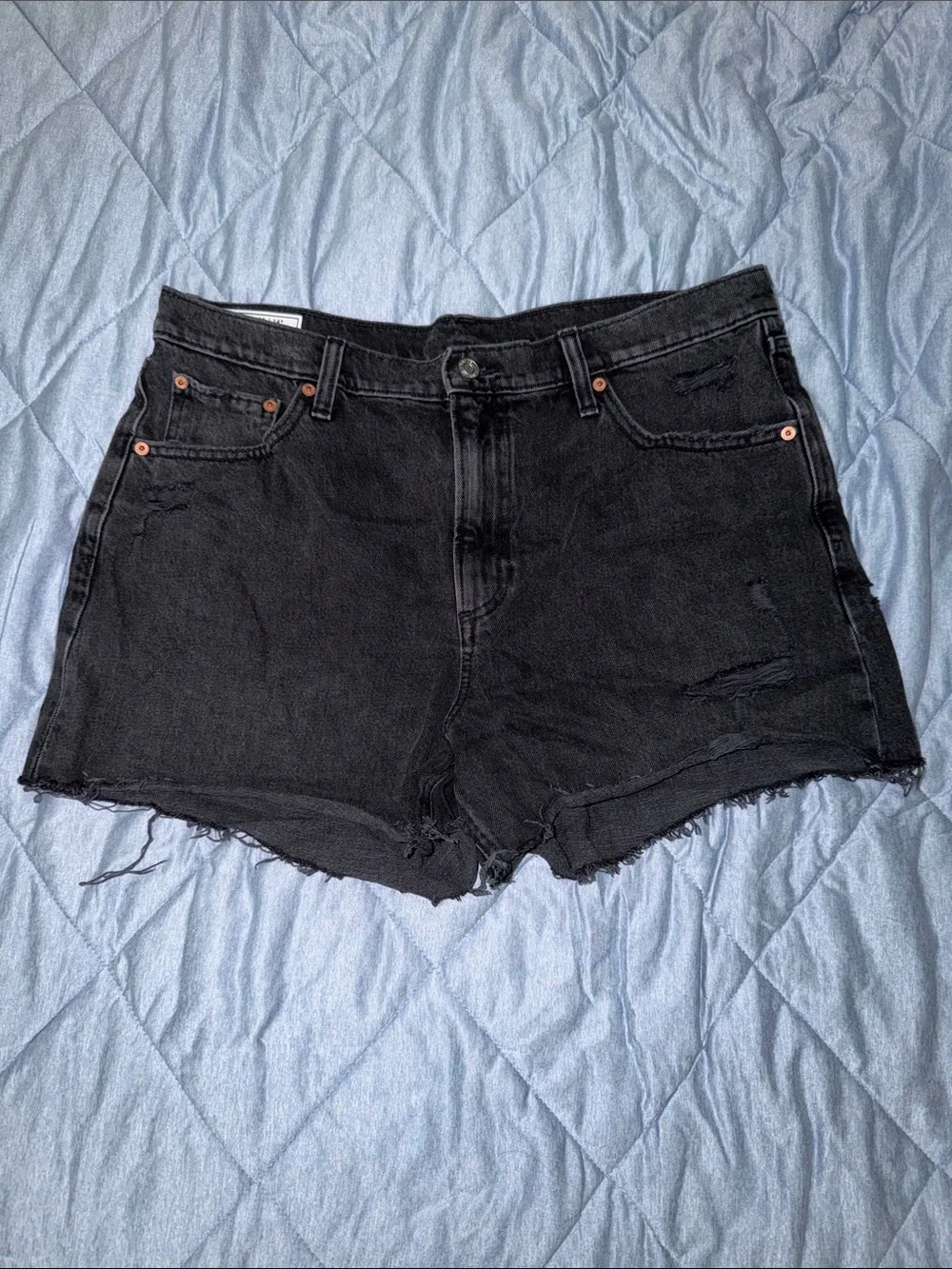 GAP Black Distressed Denim Cutoff Shorts
